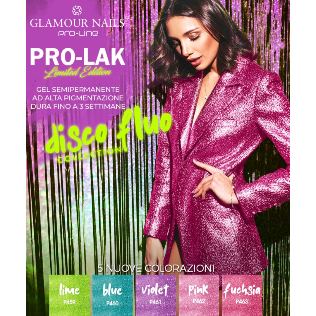 GLAMOUR NAILS PRO LAK SMALTO SEMIPERMANENTE PINK DISCO FLUO 10ML